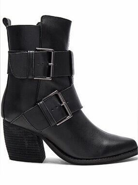 Urge Tame Booties black Leather pointed Toe Buckle Western Biker Size 41